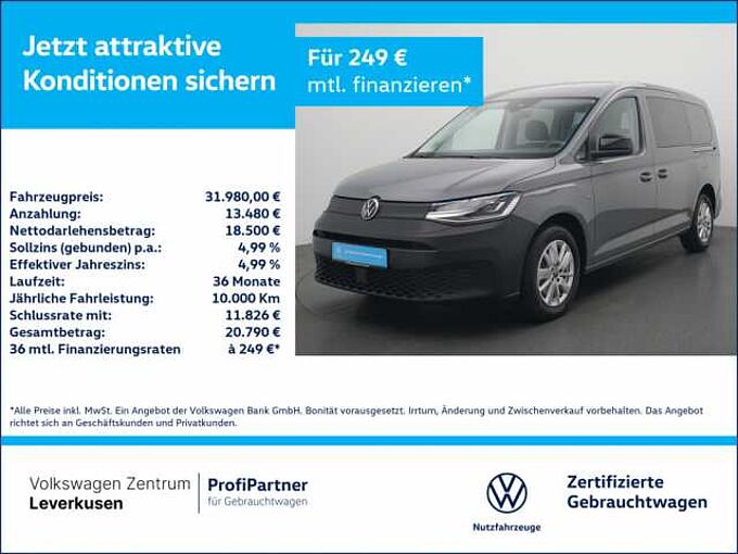 Volkswagen Caddy Maxi Lang 7-SITZER NAVI AHK KAM LED PDC